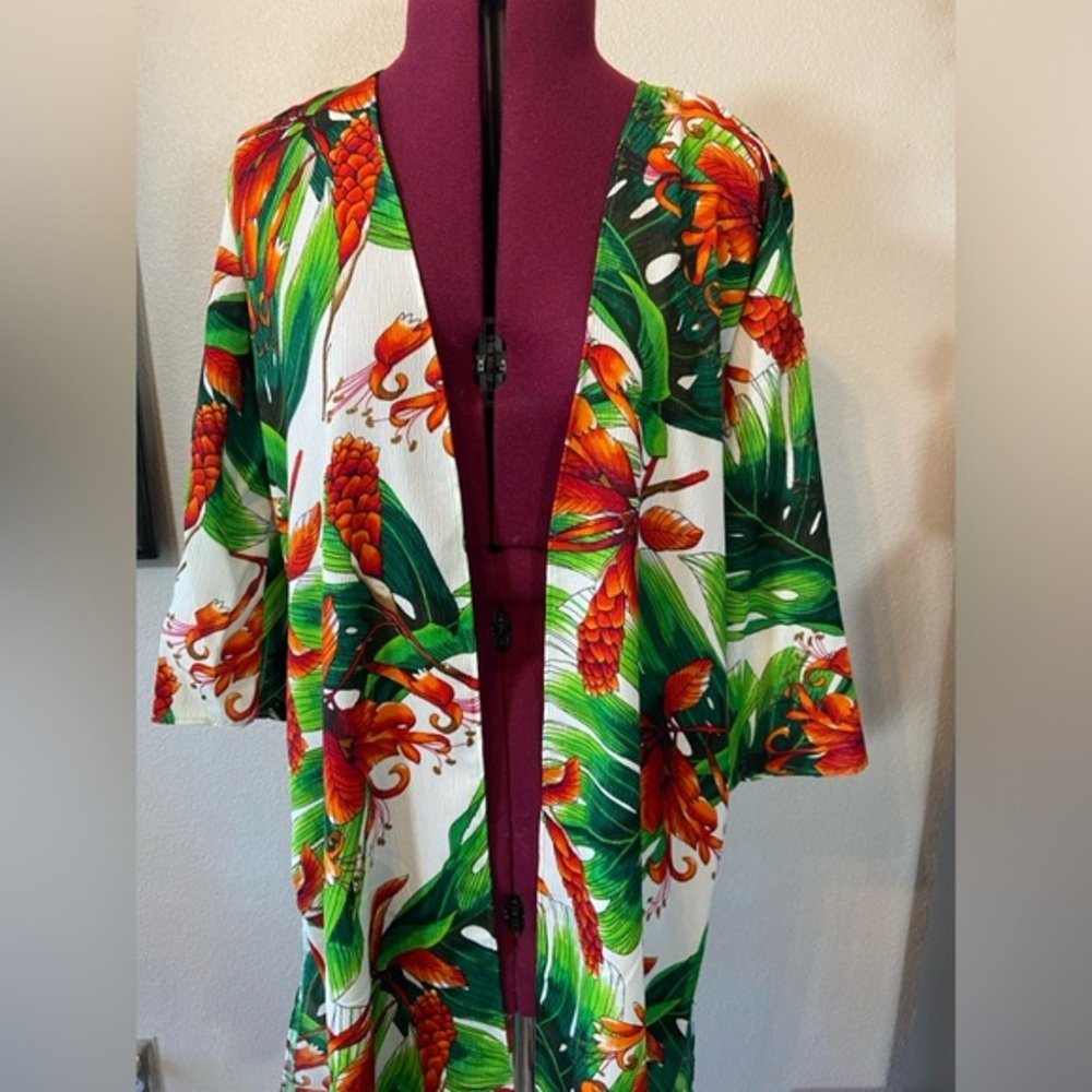 Slinky Brand Tropical  Kimono Cover Up Size Small